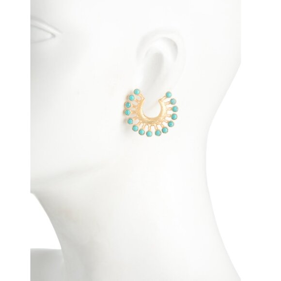 SHAANTI JEWELS  India 18kt Gold Plated Peacock Feathers Front Hoops - Picture 2 of 2